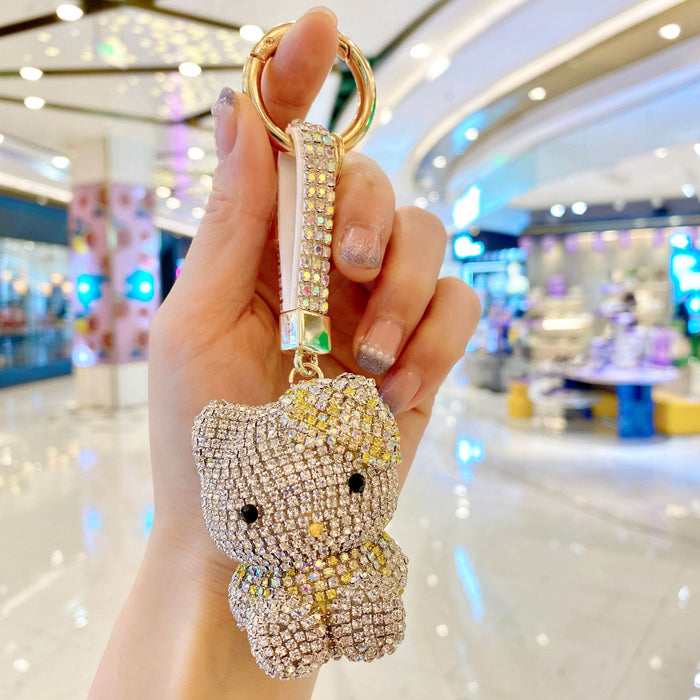 Wholesale diamond-encrusted cute doll car keychain fashion ladies bag pendant JDC-KC-ShuoT002