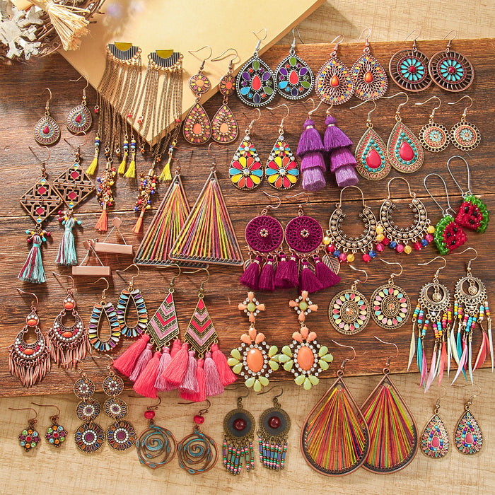Wholesale Bohemian Tassel Earrings Vintage Style Fashion Accessory Gift MOQ≥2