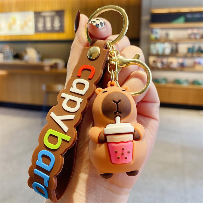 Wholesale Lovable Cabibala Keychain Cartoon Water Guinea Pig Doll Small Pendant Couple Key Chain School Bag Hanging Ornaments
