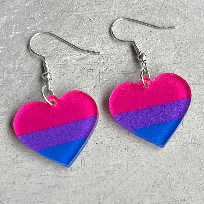 Wholesale Rainbow Geometric Simple Multicolor Heart Shaped Acrylic Earrings JDC-ES-WenT027