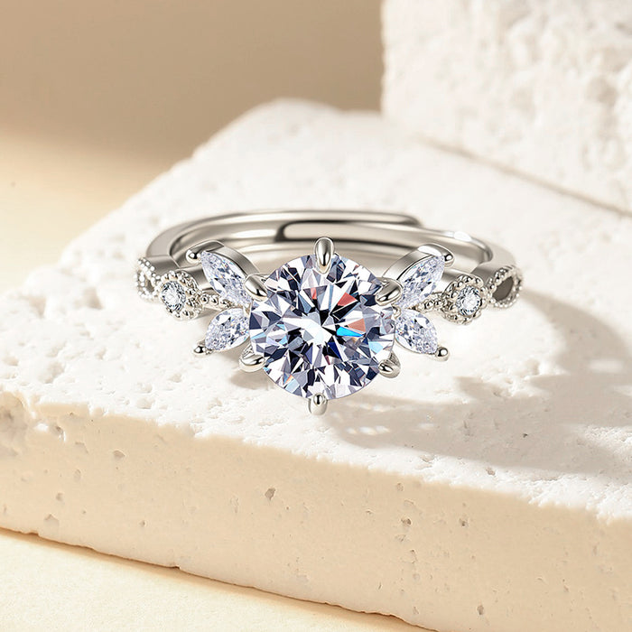 Wholesale White Gold Plated Leaf Design Cubic Zirconia Ring Wear Jewelry