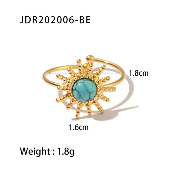 Wholesale Natural stone ring, versatile gemstone bracelet, titanium steel open ring
