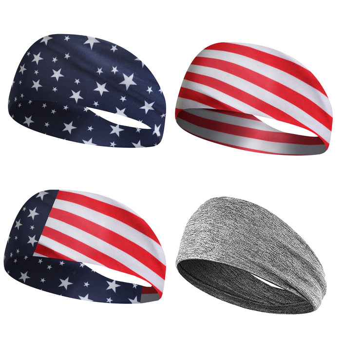 Wholesale American Flag Independence Day Stars Knotted Sweat Absorbent Sports Bundle Fabric Headband JDC-HD-YunQ002