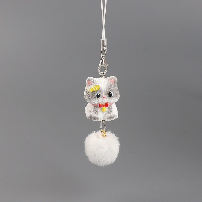 Wholesale Beaded Keychain with Pom-Pom Pendant