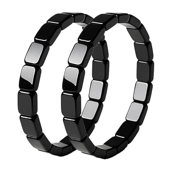 Wholesale Unisex Square Black Gallstone Beaded Bracelet Elastic Fashion Accessory