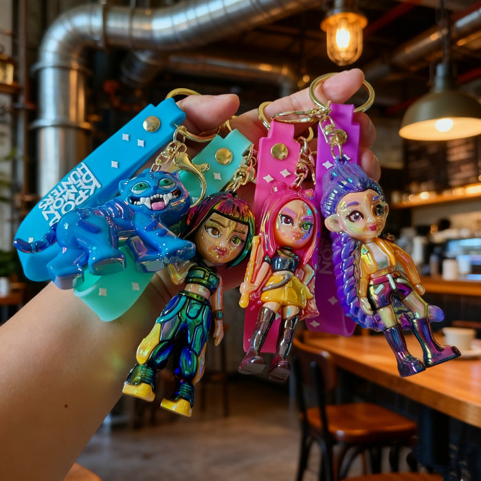 Wholesale KPOP Cute Cartoon Electroplated Silicone Keychain
