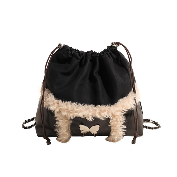 Wholesale New versatile niche shoulder bag for commuting, large capacity, temperament, plush design, and a sense of design