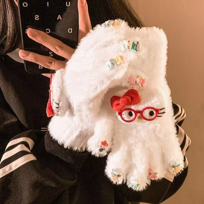 Wholesale Cute knitted plush five-finger gloves