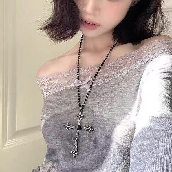 Wholesale Cross Long Necklace Women's Tassel Chain Halloween Accessories