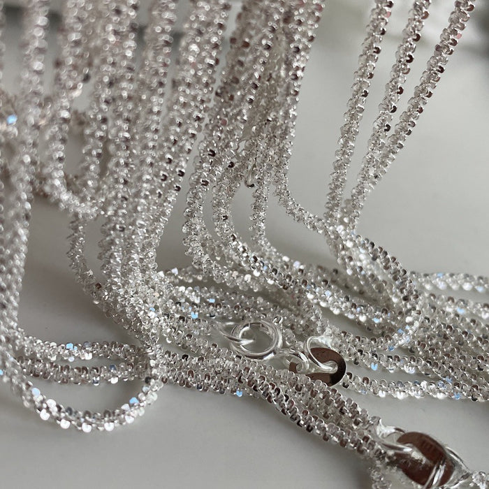 Wholesale Small niche silver collarbone chain, plain chain necklace, bare chain