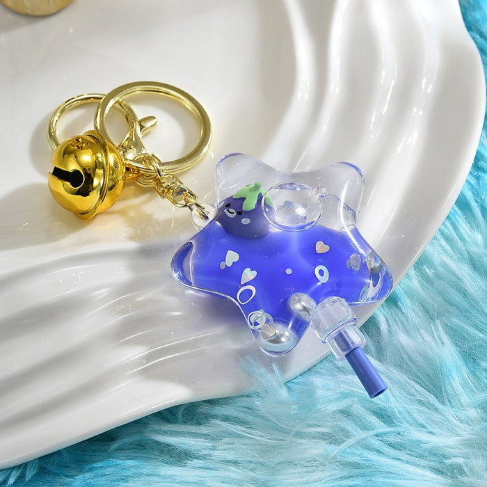 Wholesale Liquid Glitter Bottle Keychain Pendant with Floating Stars liquid keychain