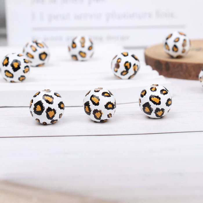 Wholesale 16mm Leopard Pattern Wooden Bead Set JDC-BDS-TianYue011