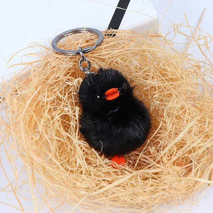 Wholesale Mini Mink Fur Yellow Duck Car Keychain JDC-KC-HaoQ002