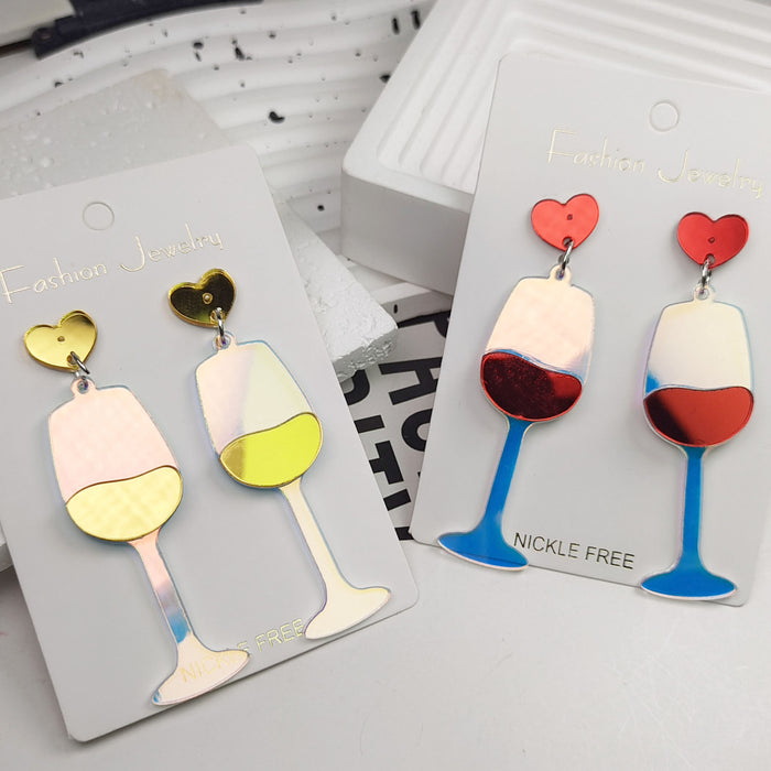 Wholesale High-foot Red Wine Glass Acrylic Cartoon Earrings JDC-ES-JiaYi010