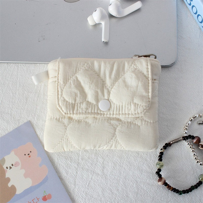 Wholesale Quilted Diamond Pleated Polyester Coin Purse Sweet Pink Multi Functional Card Holder Home Storage