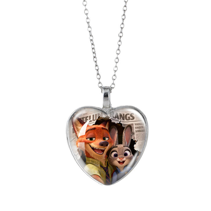 Wholesale Time Gem Heart Necklaces Pendant Sweater Chain Couple Gift