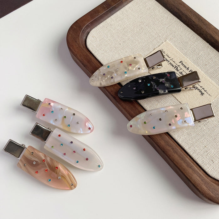 Wholesale Colorful diamond side hair clip with no trace, elegant edge clip, high-end feeling, duckbill clip, fashionable and versatile headband