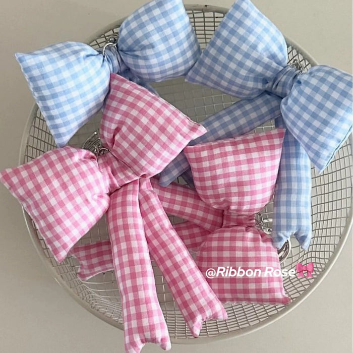 Wholesale  Simple Pink Plaid Bow Accessories Keychain
