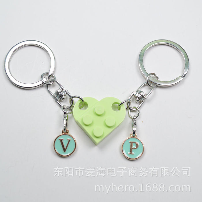 Wholesale Alloy Letter Pendant 2 in 1 Detachable Love Building Block Keychain JDC-KC-Maih003