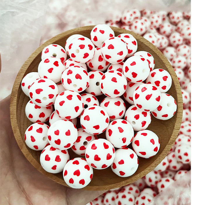 Wholesale 20pcs15mm Valentine's Day Printed Beads JDC-BDS-HongZhou007