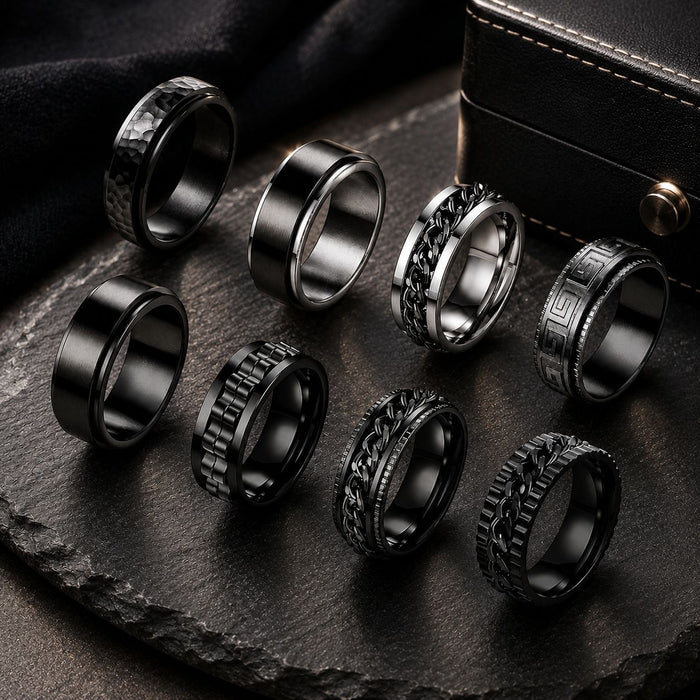 Wholesale Stainless Steel Rotatable Stress Relief Ring Jewelry Accessory Gift for Men