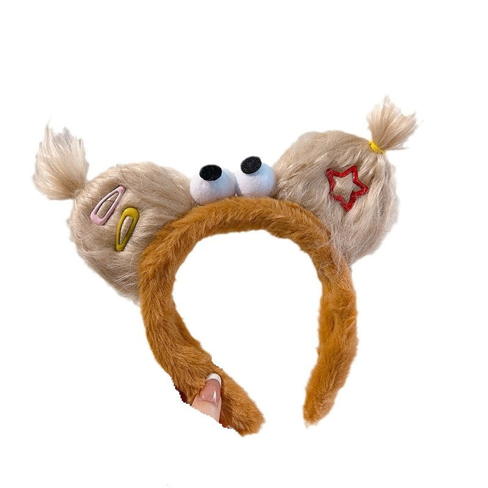 Wholesale Long Hair Weird Plush Ugly Doll Big Headband Funny Cute Ear Headband Hair Accessories JDC-HD-Shuy007