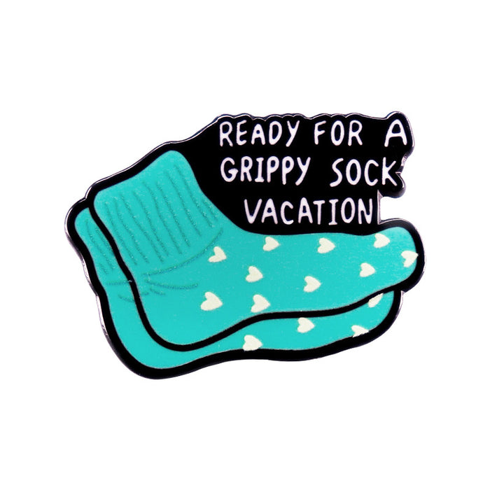 Wholesale socks holiday paint badge creative blue English inspirational brooch MOQ≥2
