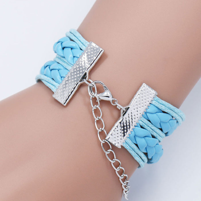 Wholesale Cartoon Braided Multi-layer Gemstone Cowhide Bracelet JDC-BT-NH021