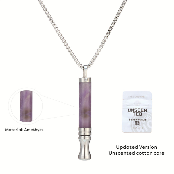 Wholesale Necklace Natural Stone Round Tube Meditation Stress Relieving Jewelry Titanium Steel