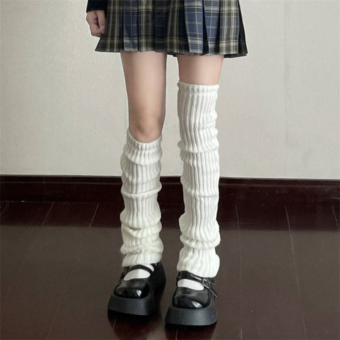 Wholesale Spring and Autumn Straight Knitted Vertical Strip Stacked Socks Warm Mid tube Socks Calf Socks