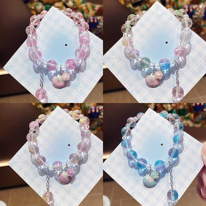 Wholesale Colorful Shell Flower Glass Beaded Bracelet - Kids Fashion Jewelry Accessory MOQ≥3