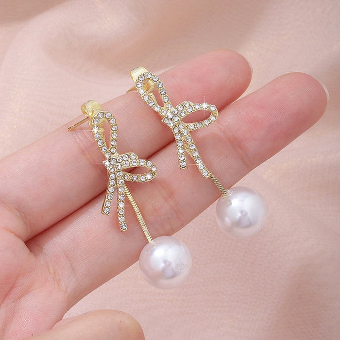 Wholesale Silver Needle Earrings, New Butterfly Knot Pearl Earrings, Design Sense, Advanced Earnail Earrings, Jewelry