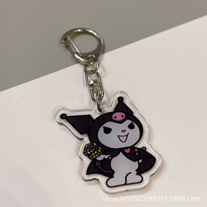Wholesale Double-sided Keychain Cute Cartoon Book Bag Pendant Transparent Pendant Acrylic Keychain for Men and Women