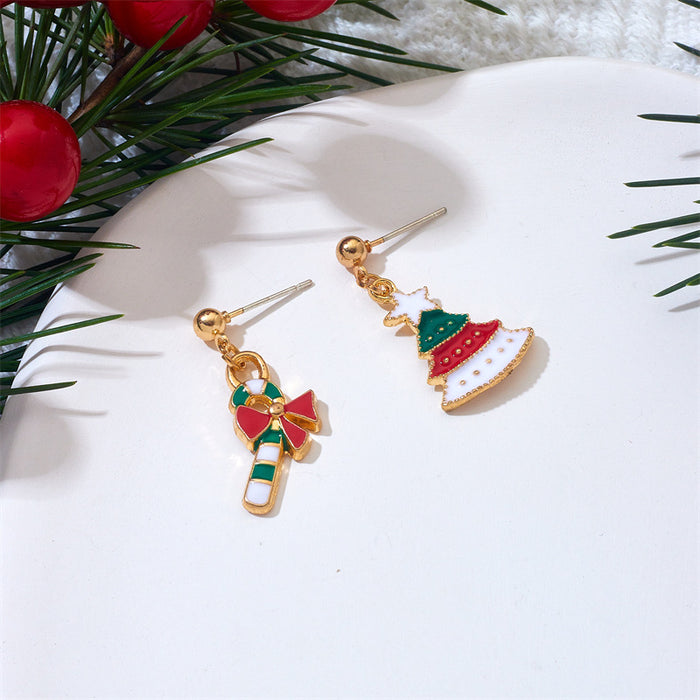 Wholesale Chic Christmas Earrings Deer Bell Santa Short Drop Metal Plated Jewelry Accessory