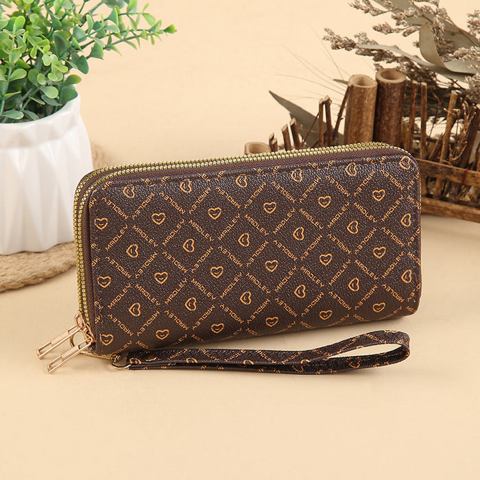 Wholesale PU Leather Clutch Wallet with Flower Pattern and Chain Decoration MOQ≥3