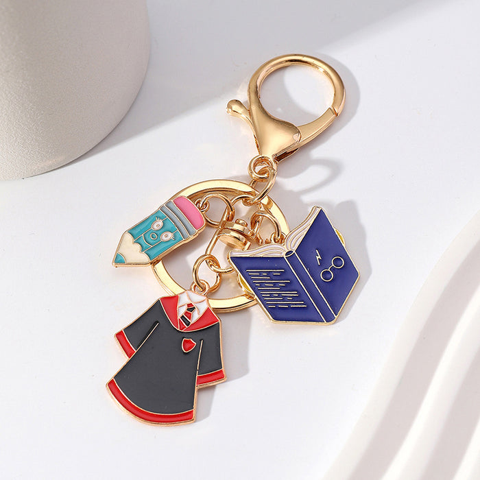 Wholesale Graduation Season College Uniform Book Badge Alloy Keychain JDC-KC-HuiWen013