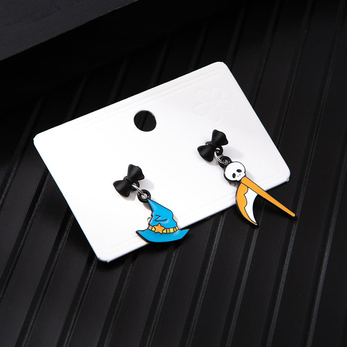 Wholesale  series alloy oil drop asymmetrical earrings cartoon anime funny ghost pumpkin earrings