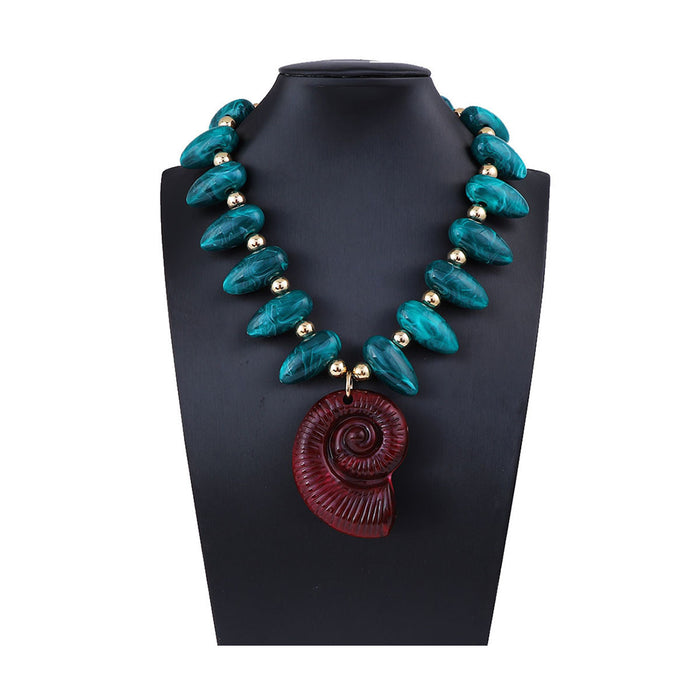Wholesale Multi-Color Optional Beaded Large Conch Pendant Necklace Light Luxury Versatile Women