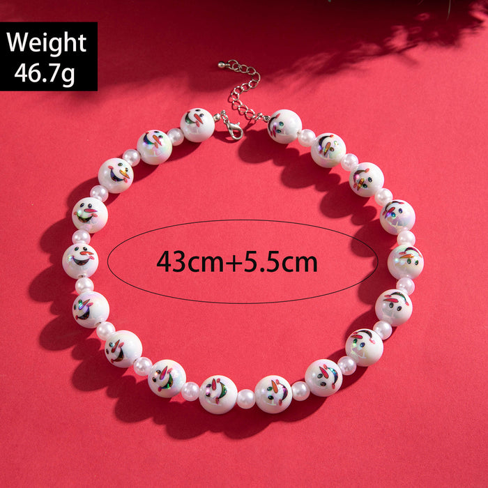 Wholesale Acrylic Snowman Beaded Necklace Christmas Fashion Gift for Women MOQ≥2