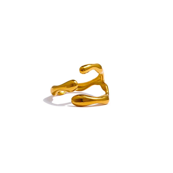 Wholesale Stainless steel women's ring geometric cross texture open ring jewelry