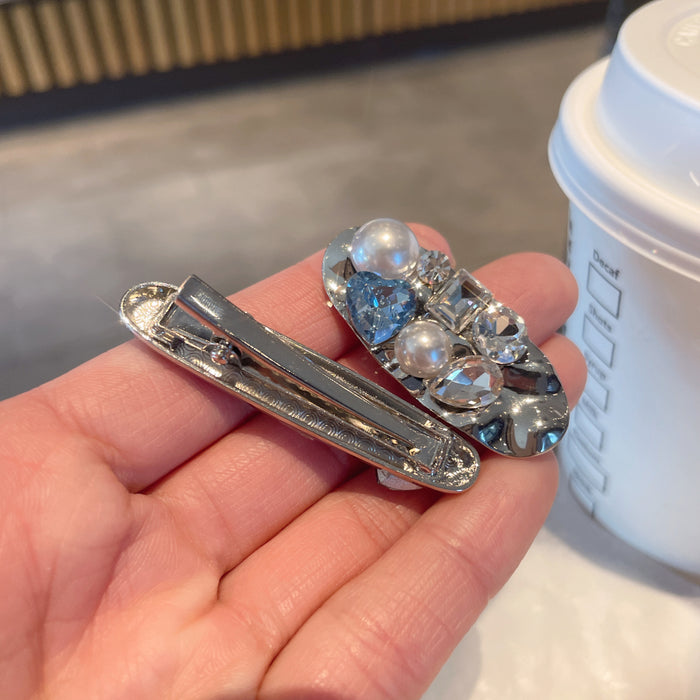 Wholesale  Wind Rhinestone Pearl One-character Clip Duckbill Clip  Broken Hairpin Bangs Clip Side Clip Hairpin Hair Accessories