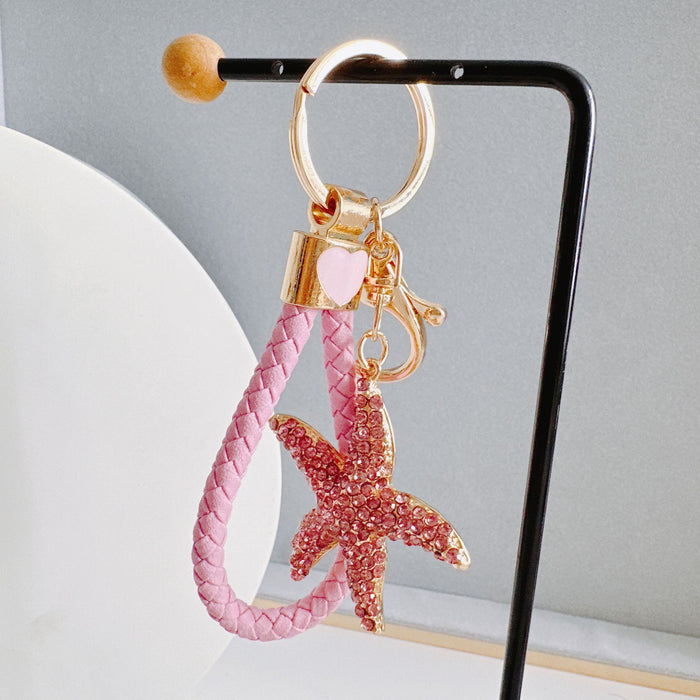 Wholesale Rhinestone Starfish Zinc Alloy Keychain JDC-KC-ZhanLun020