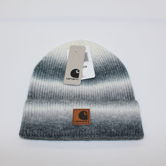 Wholesale Autumn and Winter Gradient Folded Leather Label Knitted Hat JDC-FH-QingCL008