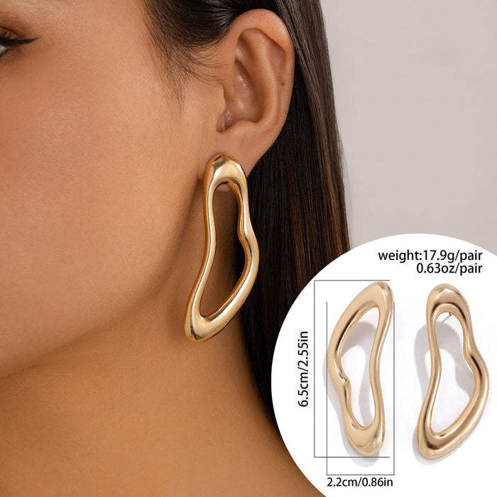 Wholesale Wrinkled metal earrings,  exaggerated irregular earrings,  business teardrop earrings