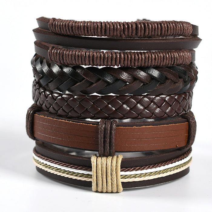 Wholesale Men's woven leather bracelet, genuine leather bracelet