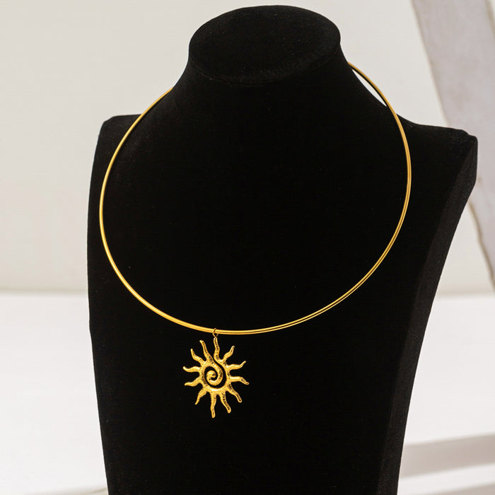 Wholesale 18k gold spiral circle sunflower  collar jewelry women