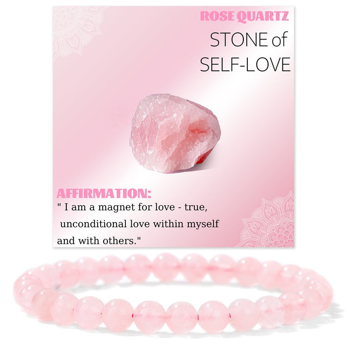 Wholesale 6mm stone bead bracelet with elastic cord card packaging