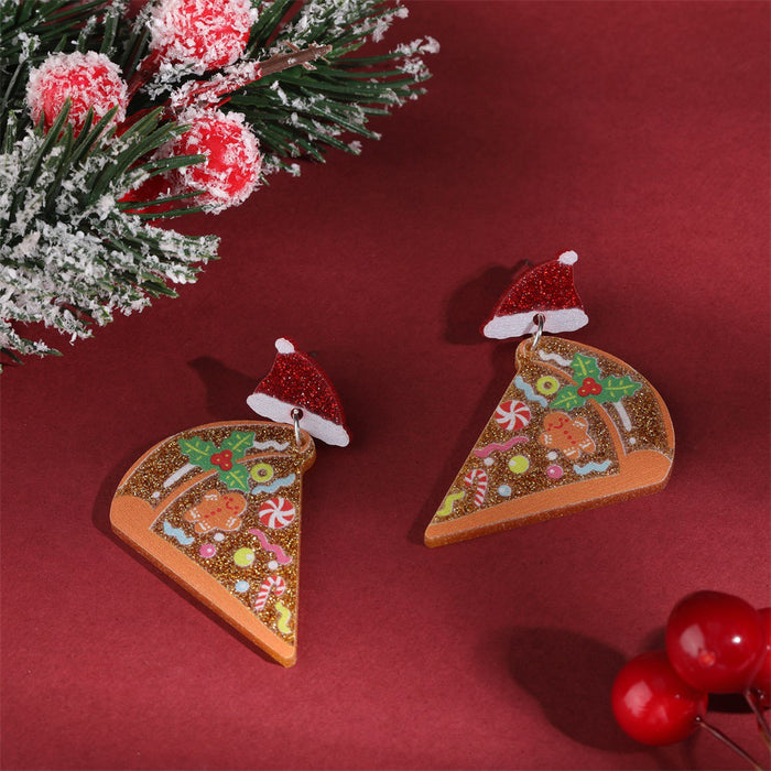 Wholesale Acrylic Christmas Tree Hat Stocking Elk Earrings