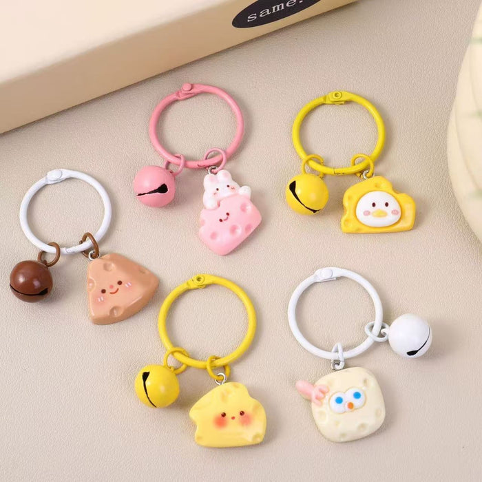 Wholesale Resin Cartoon Bunny Cheese Keychain Pendant Cute Backpack Charm For Students Birthday Gift