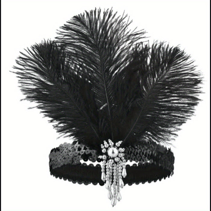 Wholesale Purple Feather Headband 1920S Gatsby Style Hair Accessory For Masquerade Party